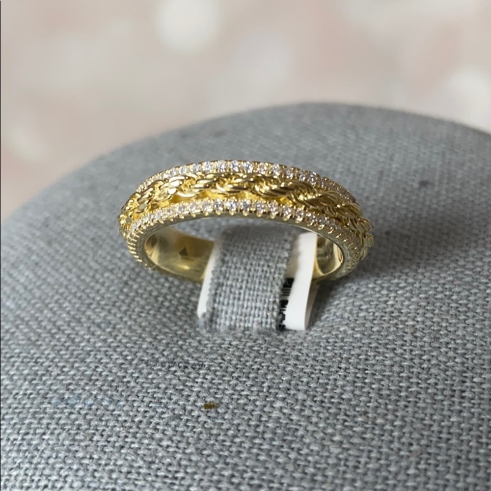 White Cubic Zirconia 18k Yellow Gold Over Sterling
